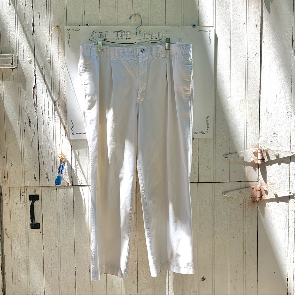 Vintage off white relaxed fit mid rise cropped cotton pants 36x34